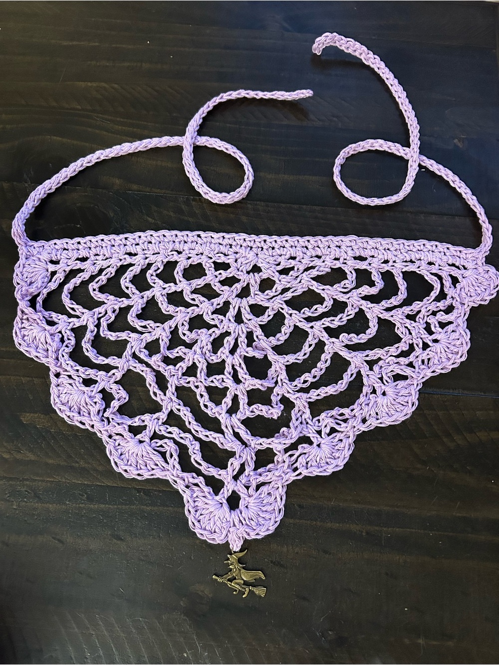 Lilac cotton bandana with witch charm